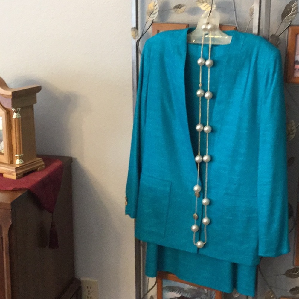 Skirt and Blazer Suit Set Aqua blue